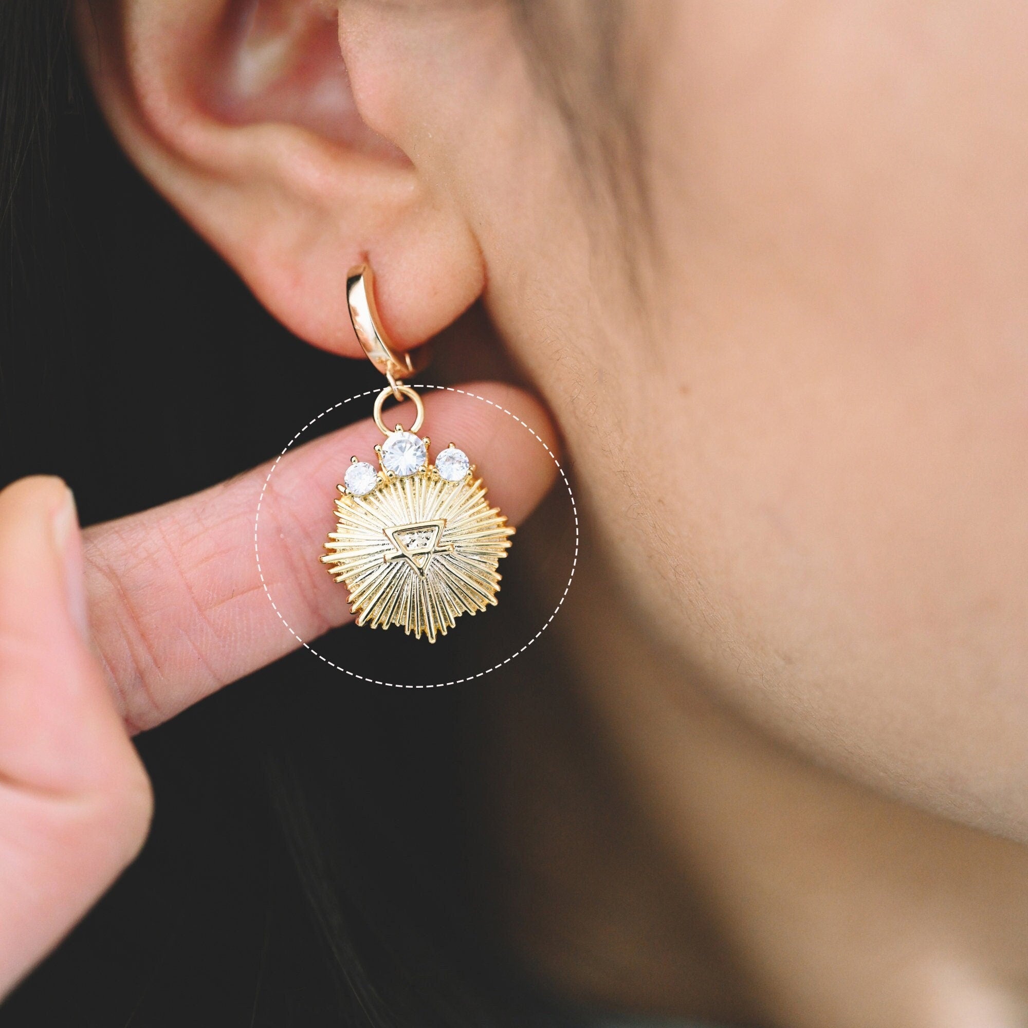 4pcs CZ Pave Gold Medallion Charm Pendant, Jewelry Making, Diy Material, Jewelry Supplies (GB-1872-C)